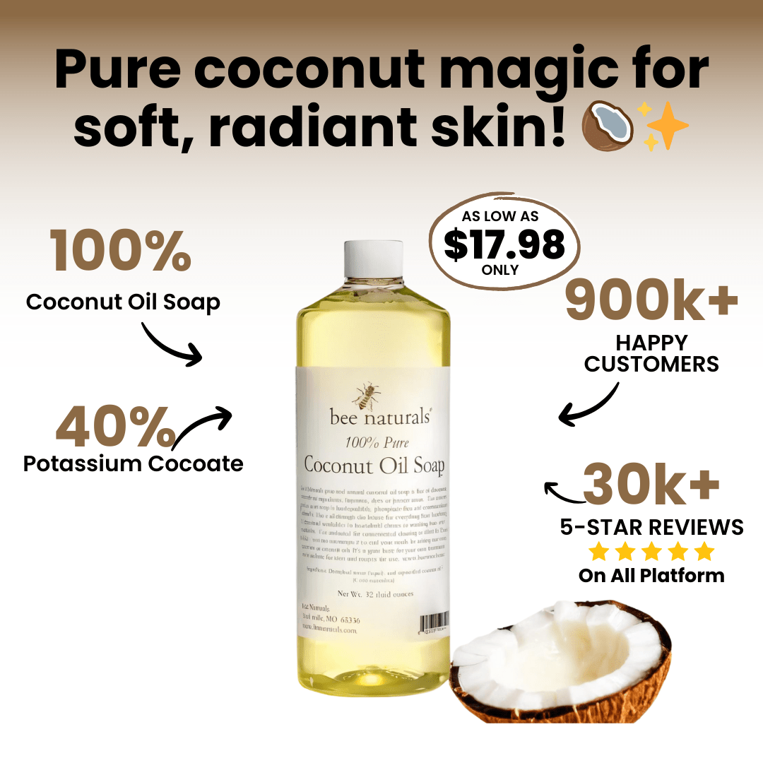 100% Pure Coconut Oil Soap – Luxurious Natural Skin Care, Moisturizing, Gentle Cleansing, Eco - Friendly, and Chemical - Free for All Skin Types - Bee Naturals