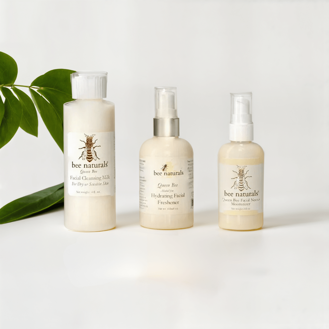 3 - Step Skincare System for Normal Skin - Complete Daily Routine with Facial Cleansing Milk, Hydrating Freshener & Facial Nectar - Gentle, Hydrating, and Perfect for Beginners - Bee Naturals