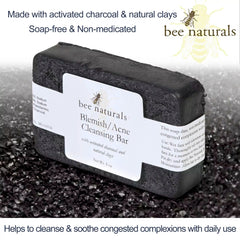 Blemish/Acne Cleansing Bar – Soap - Free, Non - Medicated Cleansing Solution for Oily & Acne - Prone Skin – Activated Carbon & Essential Oils – 5 oz Bar - Bee Naturals