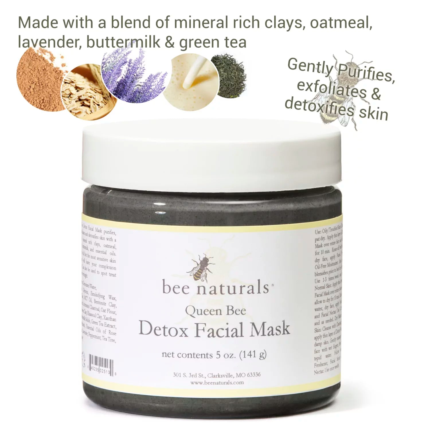 Detox Facial Mask – Radiant Skin Detox with Purifying Clays, Oatmeal & Green Tea for Glowing, Healthy Complexion - Bee Naturals