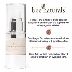 Essential Eye Serum – Peptide - Powered Anti - Aging Eye Serum for Dark Circles, Wrinkles & Radiant Skin with Kojic Acid, Aloe & Beet Sugar - Bee Naturals