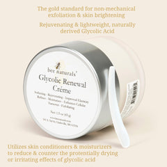 Glycolic Renewal Crème – Brightening Moisturizer with Natural Glycolic Acid, Lactic Acid & Antioxidants for Smooth, Radiant Skin, 1 oz - Bee Naturals