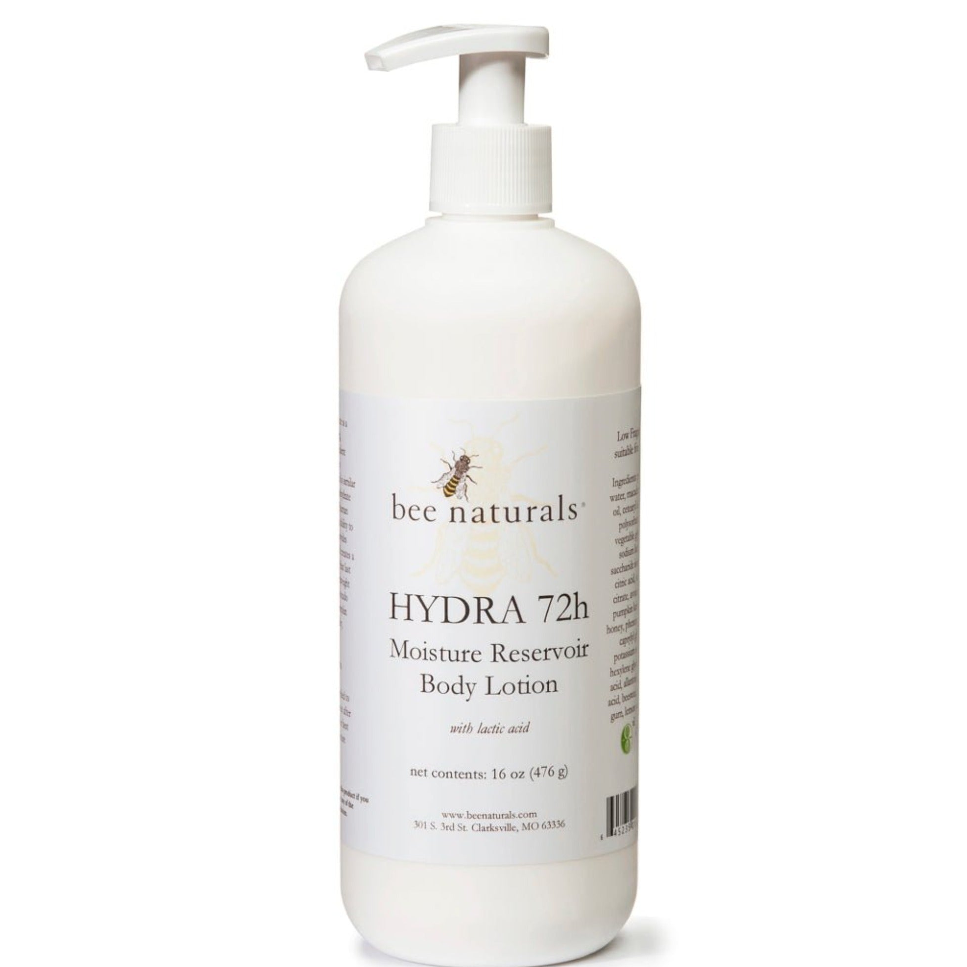 Hydra 72H Moisture Reservoir Body Lotion – Long - Lasting 72 - Hour Hydration with Avocado, Macadamia & Pumpkin Kernel Oils, Fragrance - Free, 16 oz - Bee Naturals