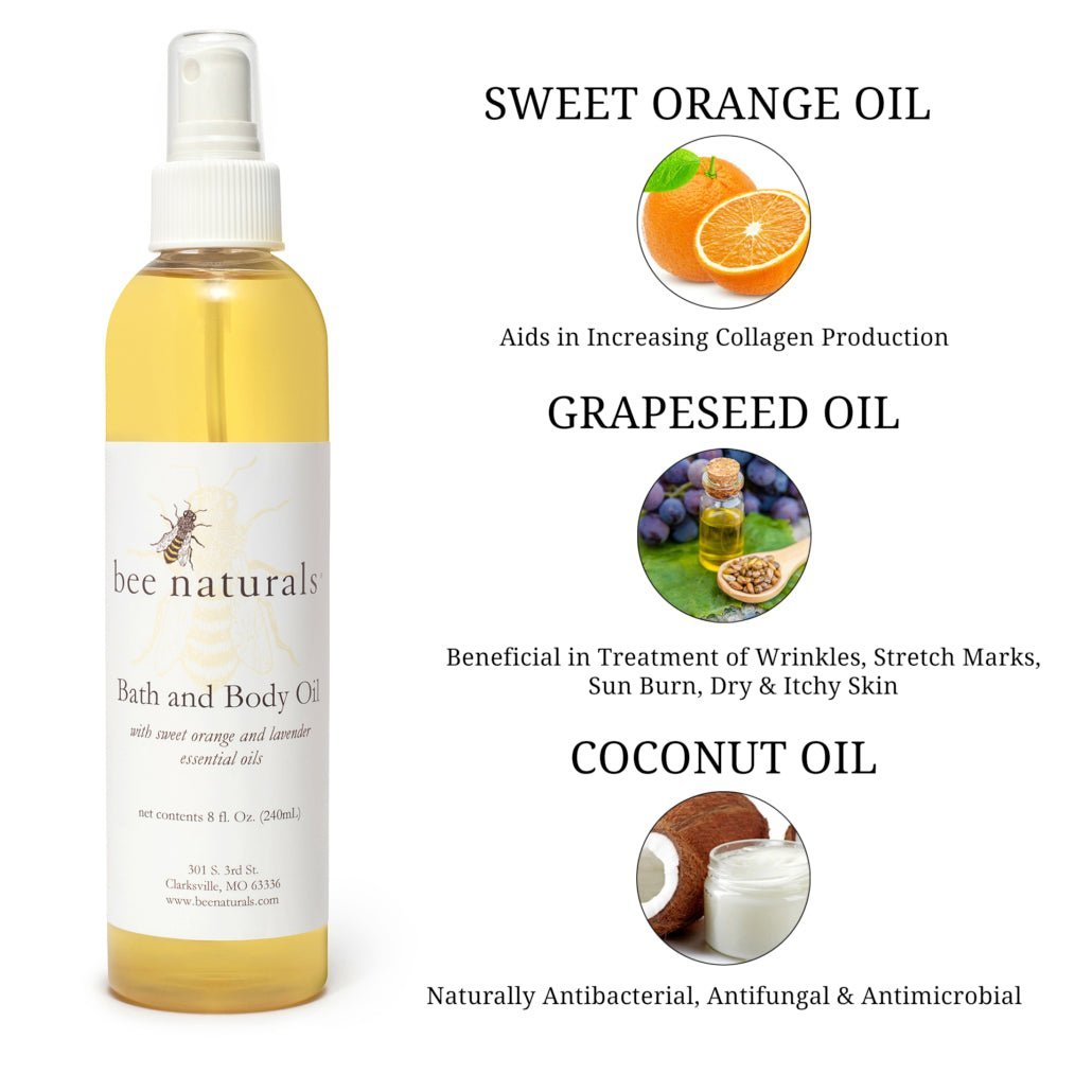 Luxury Bath and Body Oil – Deeply Hydrating, Soothing Aromatherapy for Moisturized, Radiant Skin, Versatile Use as Bath Oil, Massage Oil, or Daily Moisturizer, 8 fl oz - Bee Naturals