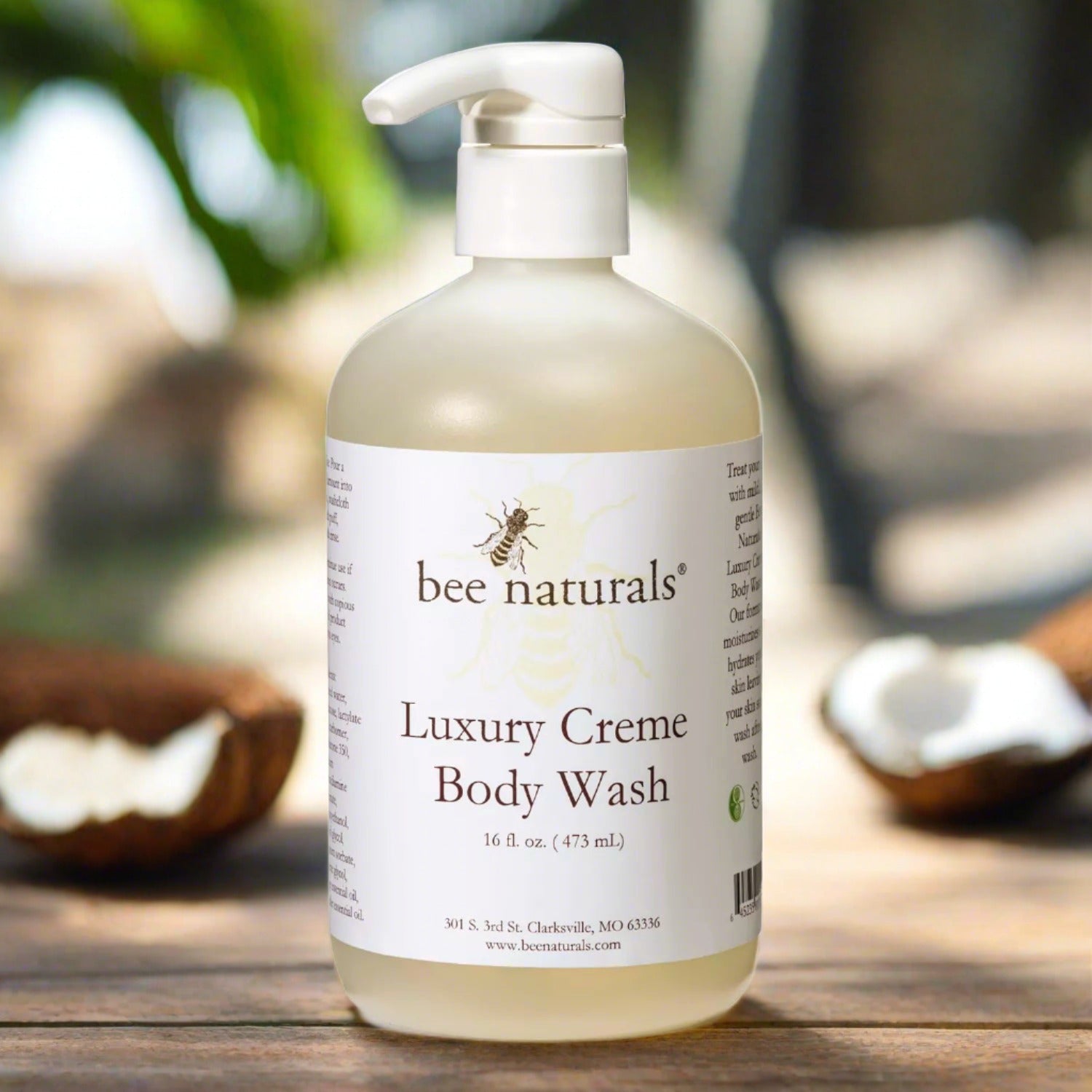 Luxury Crème Body Wash – Hydrating, Non - Foaming Formula with Coconut Oil, Rice Bran Oil & Grapeseed Oil for Soft, Smooth Skin, 16 fl oz - Bee Naturals