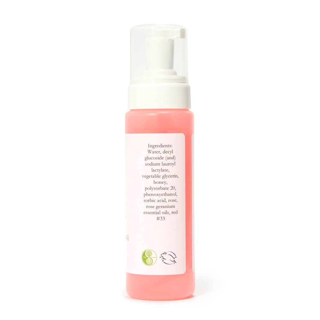 Mild Rose Geranium Foaming Facial Cleanser – Hydrating, Gentle Formula with Natural Surfactants, Honey & Glycerin, Ideal for All Skin Types, 8 fl oz - Bee Naturals