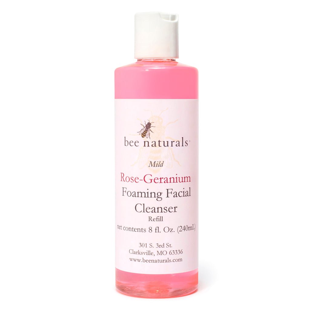 Mild Rose Geranium Foaming Facial Cleanser – Hydrating, Gentle Formula with Natural Surfactants, Honey & Glycerin, Ideal for All Skin Types, 8 fl oz - Bee Naturals