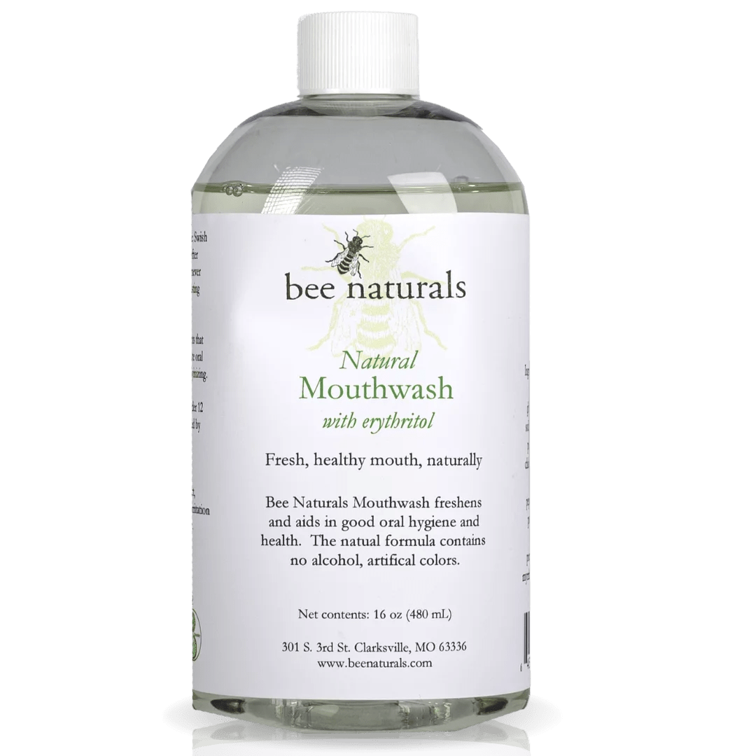 Natural Alcohol - Free Mouthwash – Gentle, Refreshing Mouth Rinse with Xylitol, Chlorophyll, Spearmint Oil, and Myrrh, 16 fl oz - Bee Naturals