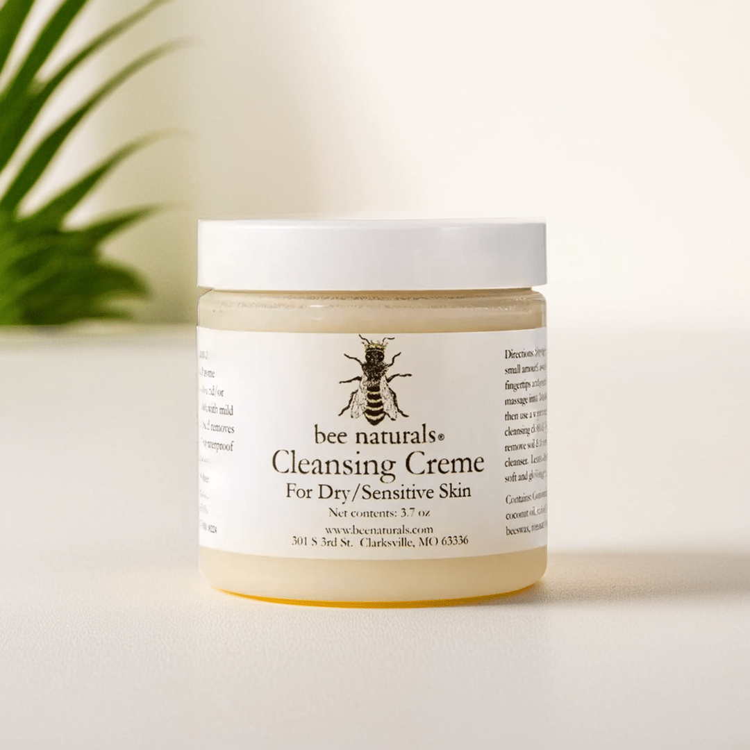 Queen Bee Cleansing Crème – Gentle Cleanser for Dry & Sensitive Skin with Coconut Oil, Beeswax & Rosemary Antioxidants, 3.7 oz - Bee Naturals