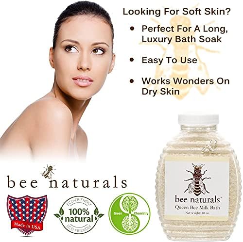 Queen Bee Milk Bath - Luxurious and Nourishing Epsom Salt Bath - Cleanly Formulated Milk Bath for Soft, Supple Skin - Gentle and Naturally Derived Formula, Suitable for All Ages - 10oz - Bee Naturals