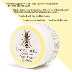 Queen Bee Peeper Keeper Eye Balm – Luxurious 100% Natural Hydration for Delicate Eye Area, Anti - Aging Formula, Prevents Wrinkles & Puffiness, Travel - Friendly Balm - Bee Naturals