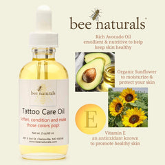 Tattoo Care Oil - All - Natural Tattoo Moisturizer | Enhances Vibrancy, Protects Skin, & Extends Tattoo Life | 2 fl oz - Bee Naturals