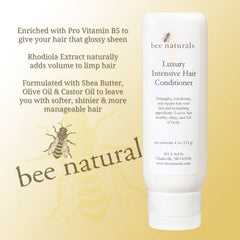 Ultra - Rich Luxury Hair Conditioner - Shea Butter & Rhodiola | Deep Hydration, Volume, & Shine | Enriched with Pro - Vitamin B5 | 4 oz - Bee Naturals