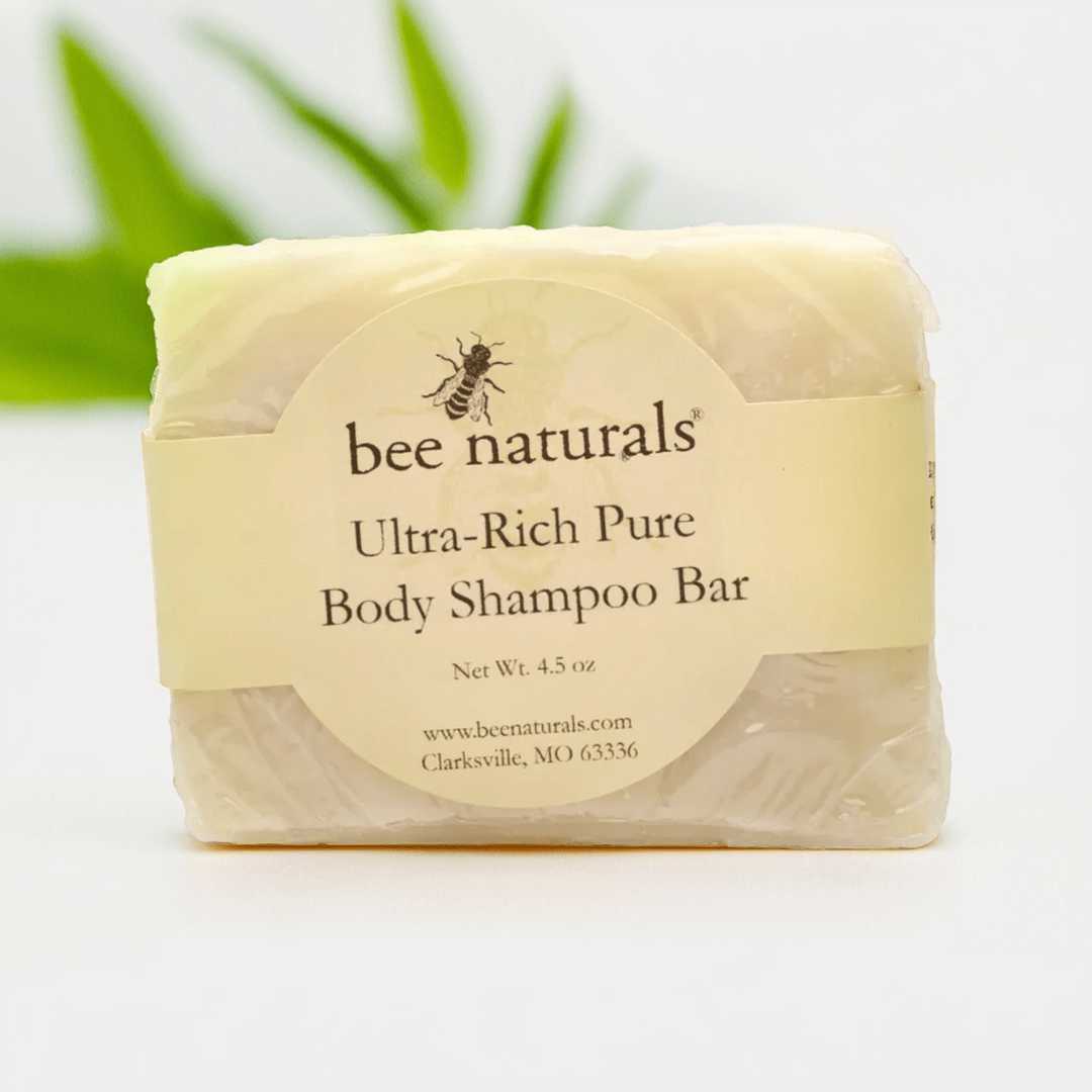 Ultra - Rich Pure Body Shampoo Bar - Fragrance - Free & Dye - Free | Gentle for Sensitive Skin, Dry Hair & Shaving | Natural Oils & Antioxidants - Bee Naturals